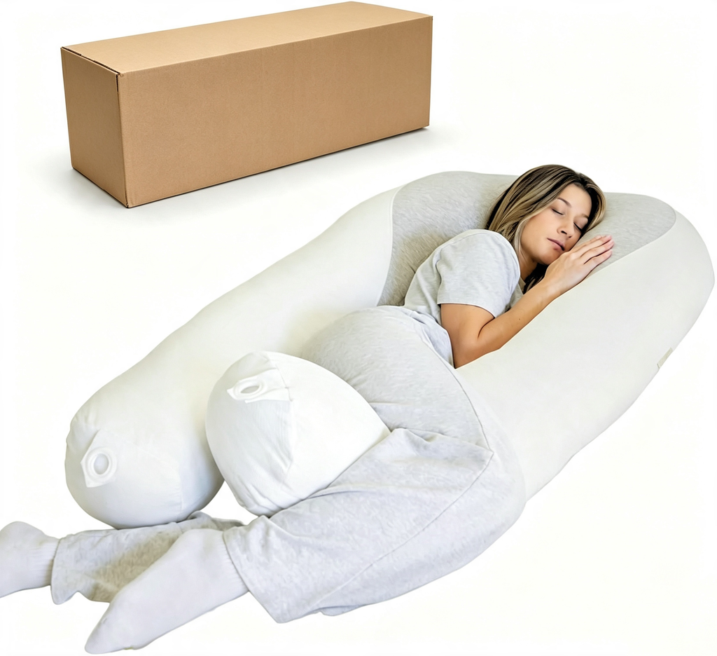 U‑Shaped Cooling Pregnancy Body Pillow, CloudSupport Fill & Washable