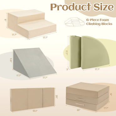 Erament's 6 Pieces Modular Kids Foam Climbing - Climbing Foam Shape Toy for Toddlers Soft Zone Climbing Blocks, Infant, Baby Waterproof and Easy to Clean