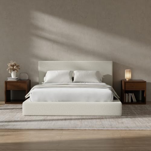 RECCI AirFrame Queen Upholstered Bed Frame with Plush Padded Headboard | Plush Padded Headboard, 360° Soft Foam Surround, Low Profile Cloud Bed Frame, No Box Spring Required, Easy Assembly|B0FR7X356M
