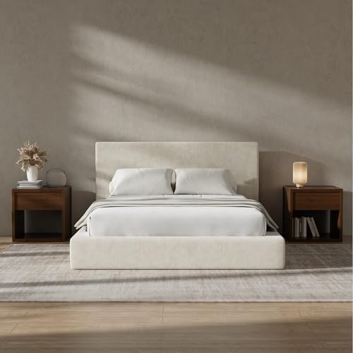RECCI AirFrame Queen Upholstered Bed Frame with Plush Padded Headboard | Plush Padded Headboard, 360° Soft Foam Surround, Low Profile Cloud Bed Frame, No Box Spring Required, Easy Assembly|B0FR7X356M