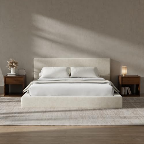 RECCI AirFrame Queen Upholstered Bed Frame with Plush Padded Headboard | Plush Padded Headboard, 360° Soft Foam Surround, Low Profile Cloud Bed Frame, No Box Spring Required, Easy Assembly|B0FR7X356M
