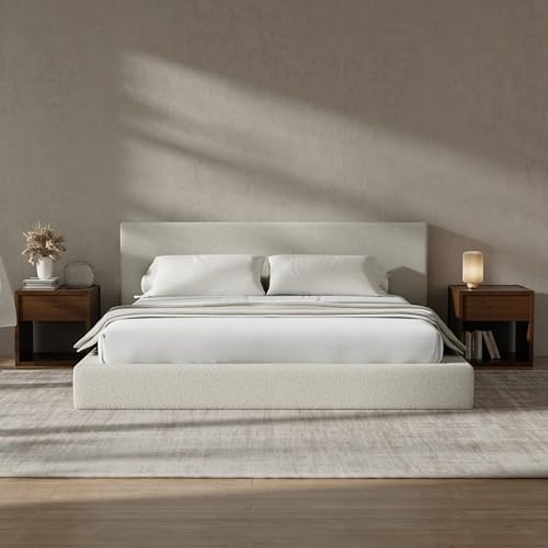 RECCI AirFrame Queen Upholstered Bed Frame with Plush Padded Headboard | Plush Padded Headboard, 360° Soft Foam Surround, Low Profile Cloud Bed Frame, No Box Spring Required, Easy Assembly|B0FR7X356M