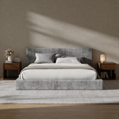 RECCI AirFrame Queen Upholstered Bed Frame with Plush Padded Headboard | Plush Padded Headboard, 360° Soft Foam Surround, Low Profile Cloud Bed Frame, No Box Spring Required, Easy Assembly|B0FR7X356M