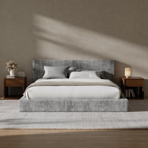 RECCI AirFrame Queen Upholstered Bed Frame with Plush Padded Headboard | Plush Padded Headboard, 360° Soft Foam Surround, Low Profile Cloud Bed Frame, No Box Spring Required, Easy Assembly|B0FR7X356M