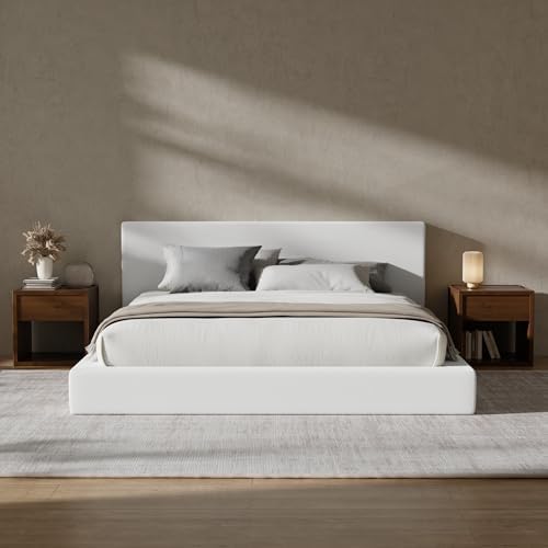 RECCI AirFrame Queen Upholstered Bed Frame with Plush Padded Headboard | Plush Padded Headboard, 360° Soft Foam Surround, Low Profile Cloud Bed Frame, No Box Spring Required, Easy Assembly|B0FR7X356M