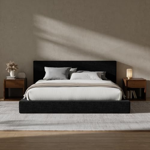 RECCI AirFrame Queen Upholstered Bed Frame with Plush Padded Headboard | Plush Padded Headboard, 360° Soft Foam Surround, Low Profile Cloud Bed Frame, No Box Spring Required, Easy Assembly|B0FR7X356M