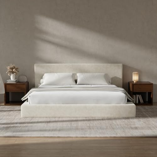 RECCI AirFrame Queen Upholstered Bed Frame with Plush Padded Headboard | Plush Padded Headboard, 360° Soft Foam Surround, Low Profile Cloud Bed Frame, No Box Spring Required, Easy Assembly|B0FR7X356M