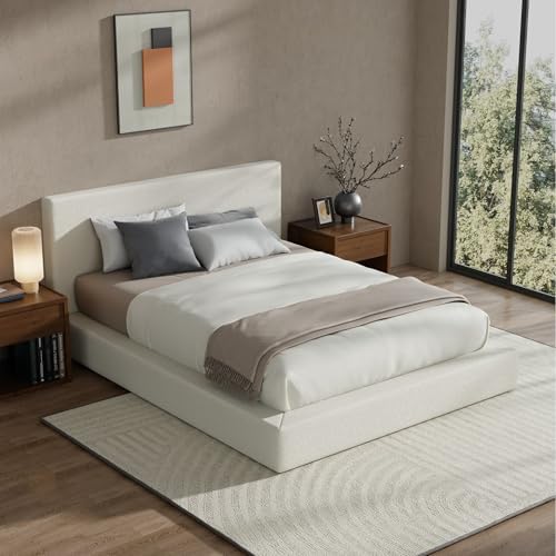 RECCI AirFrame Queen Upholstered Bed Frame with Plush Padded Headboard | Plush Padded Headboard, 360° Soft Foam Surround, Low Profile Cloud Bed Frame, No Box Spring Required, Easy Assembly|B0FR7X356M