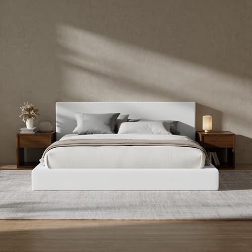 RECCI AirFrame Queen Upholstered Bed Frame with Plush Padded Headboard | Plush Padded Headboard, 360° Soft Foam Surround, Low Profile Cloud Bed Frame, No Box Spring Required, Easy Assembly|B0FR7X356M