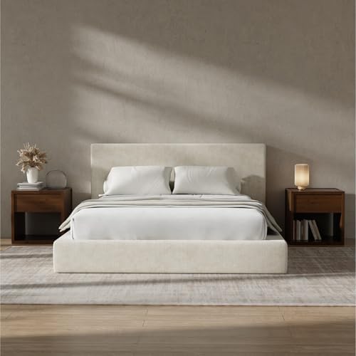 RECCI AirFrame Queen Upholstered Bed Frame with Plush Padded Headboard | Plush Padded Headboard, 360° Soft Foam Surround, Low Profile Cloud Bed Frame, No Box Spring Required, Easy Assembly|B0FR7X356M