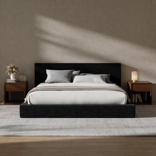RECCI AirFrame Queen Upholstered Bed Frame with Plush Padded Headboard | Plush Padded Headboard, 360° Soft Foam Surround, Low Profile Cloud Bed Frame, No Box Spring Required, Easy Assembly|B0FR7X356M