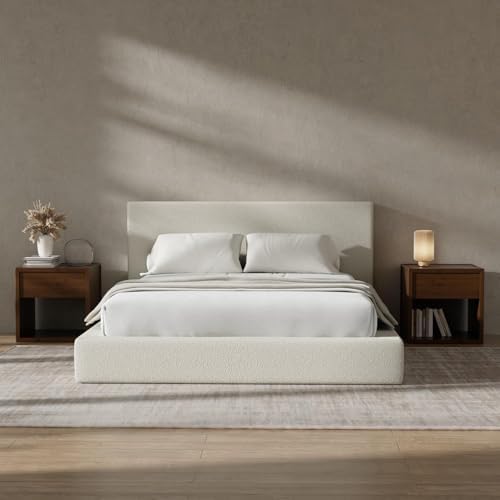 RECCI AirFrame Queen Upholstered Bed Frame with Plush Padded Headboard | Plush Padded Headboard, 360° Soft Foam Surround, Low Profile Cloud Bed Frame, No Box Spring Required, Easy Assembly|B0FR7X356M