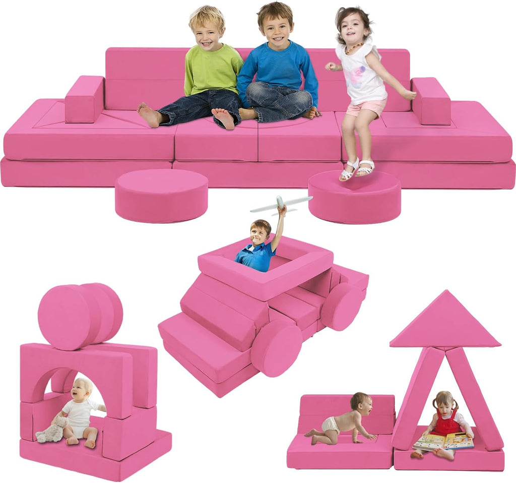 22Pcs Modular Convertible Kids Foam Play Couch for Bedroom Playroom Living Room