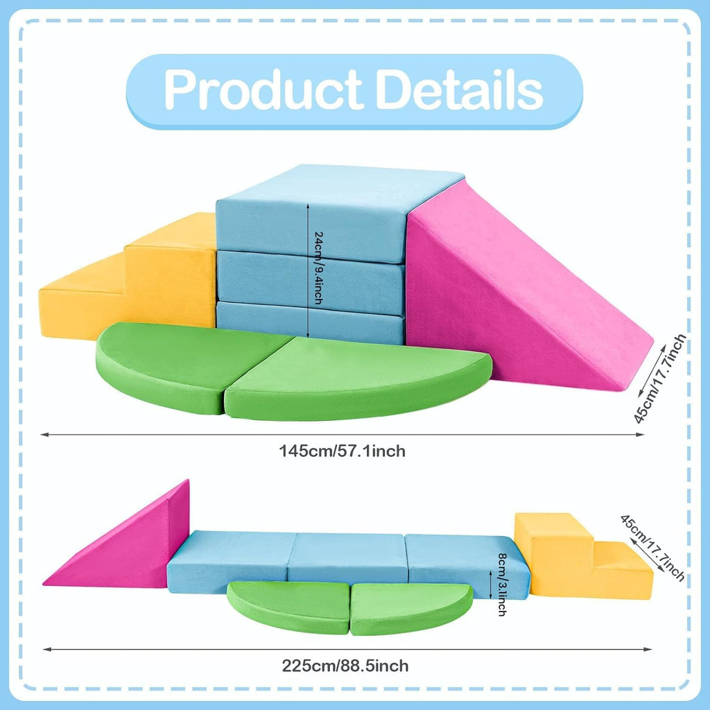 Colorful Soft Foam Climbing Blocks for Toddlers 1-3, Indoor Baby Play Set