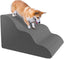 A-029,3‑Layer Curved Pet Stairs, High‑Density Foam Steps for Small Dogs Cats, Waterproof Cover, Grey