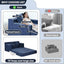 Blue 78” Oversized Corduroy Sofa Bed with Throw Pillows,Comfy Boneless Couch with Removable Ottoman