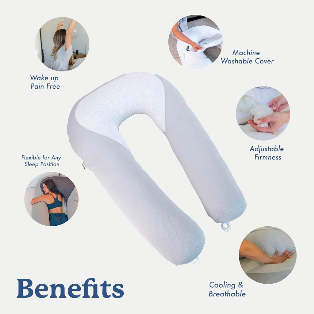 U‑Shaped Cooling Pregnancy Body Pillow, CloudSupport Fill & Washable