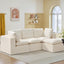 #A01 Beige L-Shaped Couch Modular Sectional Sofa, 3 Seat Comfy Cloud Couch Chaise, with Sponge Cushion