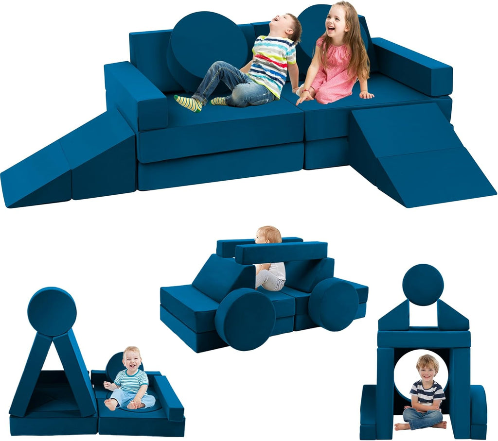 18Pcs Modular Convertible Kids Foam Play Couch for 1-3 Years Old to Teens