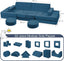 【K01】Blue 22Pcs Modular Kids Play Couch-Inspiring Child Creativity,Children Convertible Foam Sofa