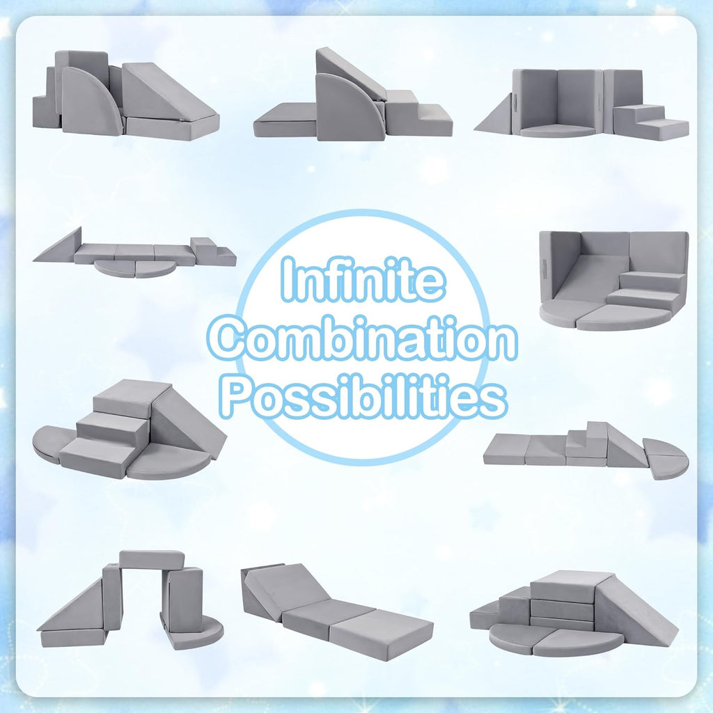 5pcs Modular Kids Foam Climbing for Toddlers 1-3, Safety First Baby Climbing Blocks Indoor,Soft Play Toys for Infant, Ideal Crawling and Exploration Play Set for Baby Gym/Toddler Playground