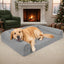42 Inch Large Dog Bed, Chew‑Proof Orthopedic Egg‑Crate Foam with Washable Cover & Anti‑Slip Bottom, Grey