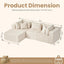 104" L-shaped Corduroy Cloud Sectional Sofa with Ottoman