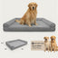 42 Inch Large Dog Bed, Chew‑Proof Orthopedic Egg‑Crate Foam with Washable Cover & Anti‑Slip Bottom, Grey