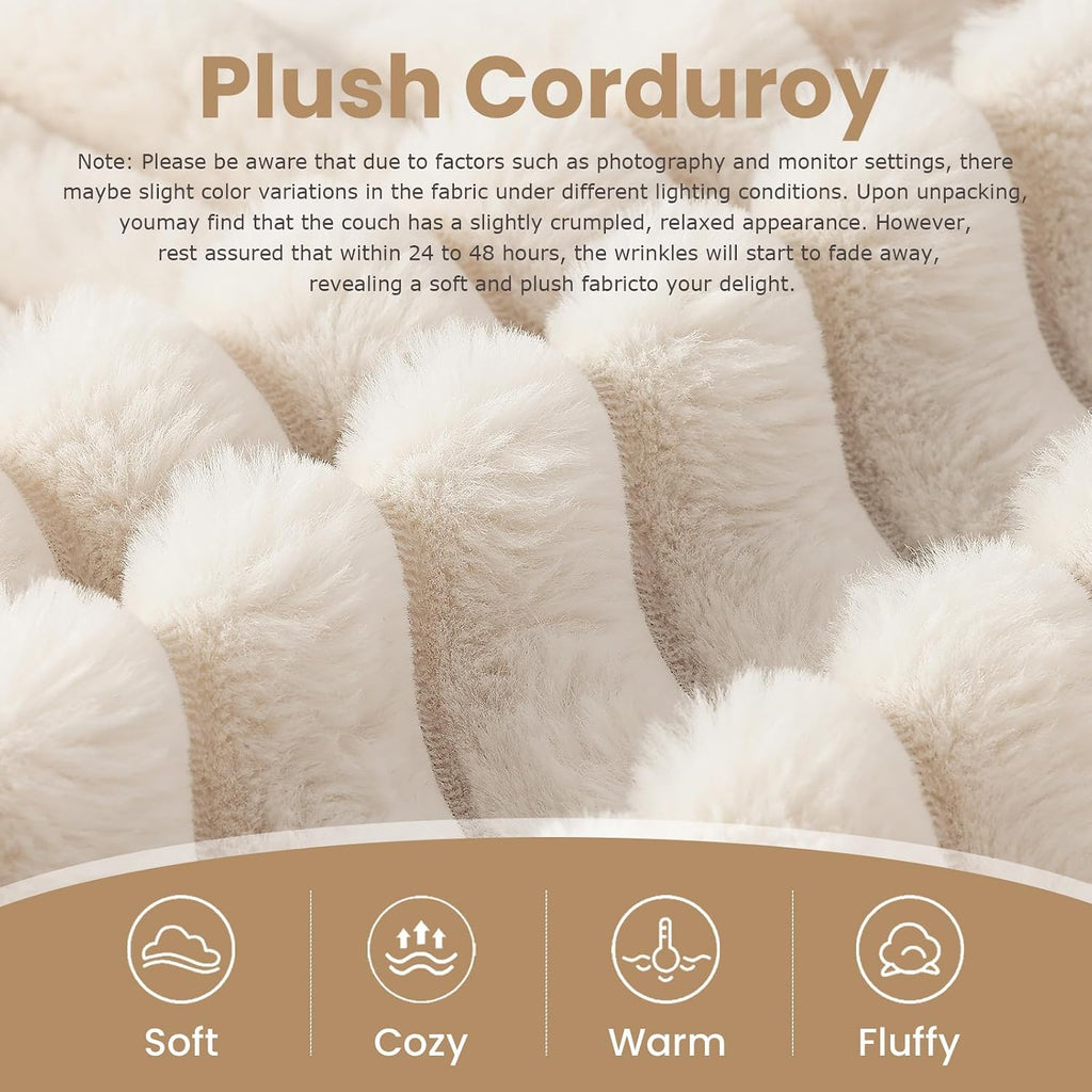 104" L-shaped Corduroy Cloud Sectional Sofa with Ottoman