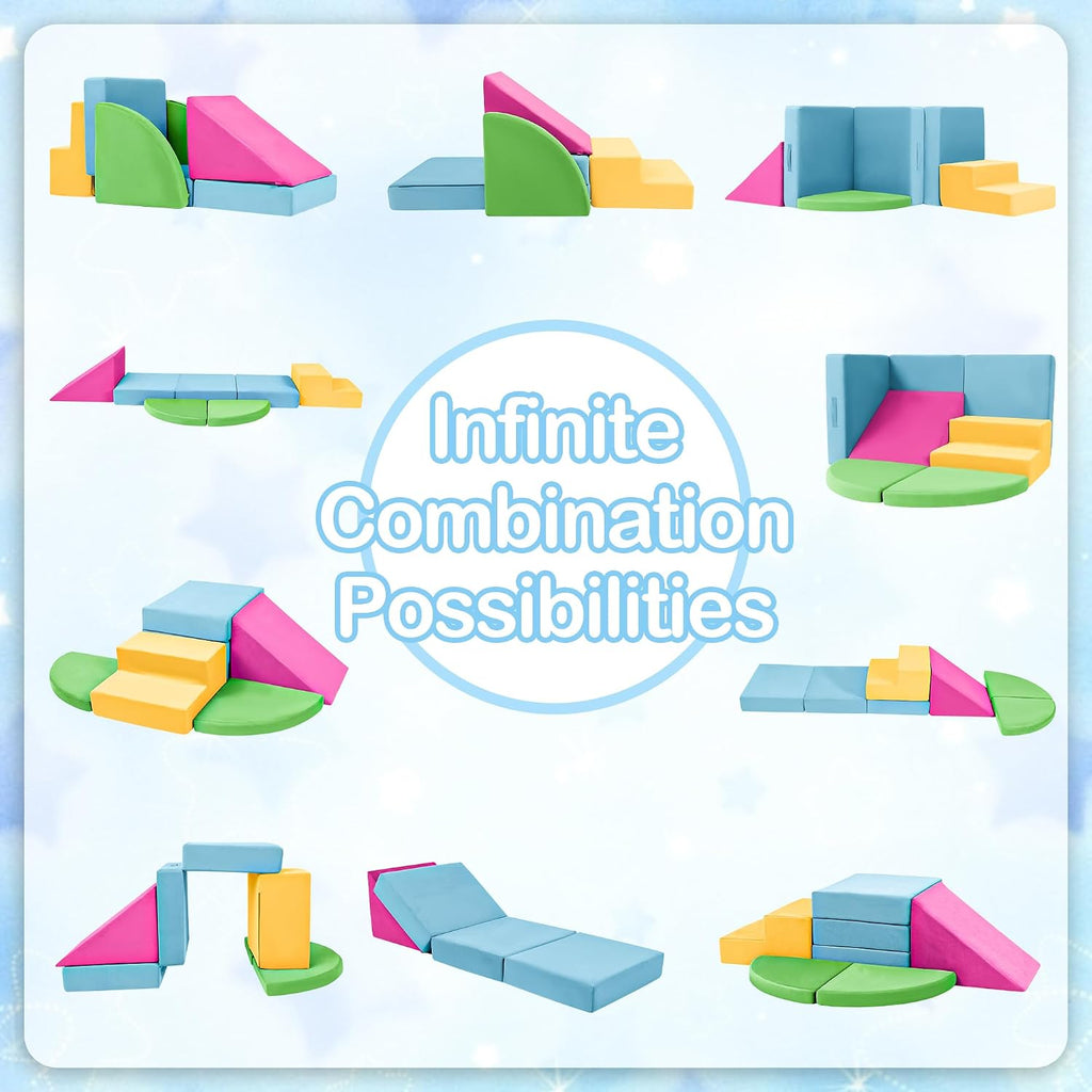 Colorful Soft Foam Climbing Blocks for Toddlers 1-3, Indoor Baby Play Set