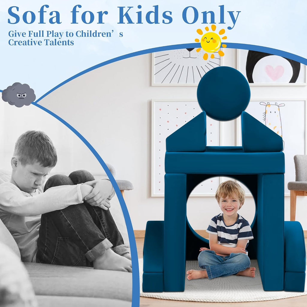 18Pcs Modular Convertible Kids Foam Play Couch for 1-3 Years Old to Teens