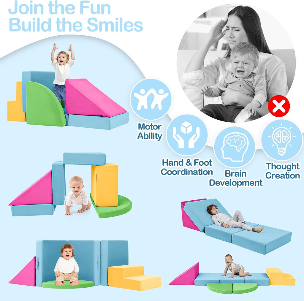 Colorful Soft Foam Climbing Blocks for Toddlers 1-3, Indoor Baby Play Set