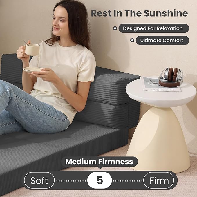 Grey Folding Sleeper Sofa Matress with Pilow Foldable,2 in 1 Pull Out Loveseat Sofa Portable Chair Bed（复制）