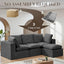 #A01 Grey L-Shaped Couch Modular Sectional Sofa,3 Seat Comfy Cloud Couch Chaise, with Sponge Cushion