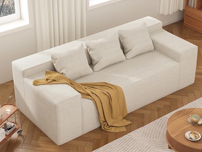 Cat-Scratch Resistant Linen Modern 3-Seater Sofa
