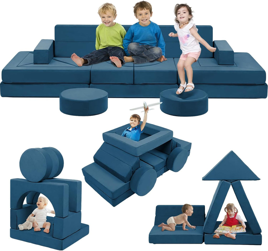 22Pcs Modular Convertible Kids Foam Play Couch for Bedroom Playroom Living Room