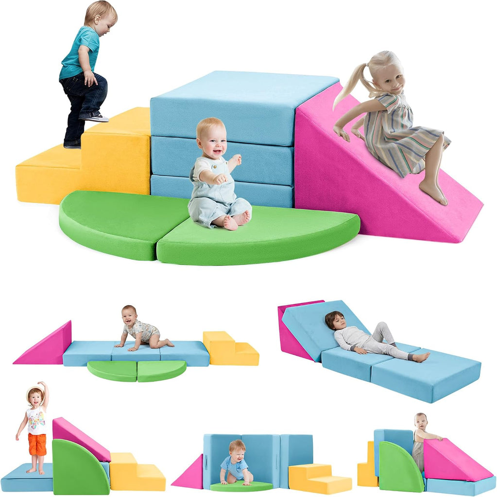 Colorful Soft Foam Climbing Blocks for Toddlers 1-3, Indoor Baby Play Set