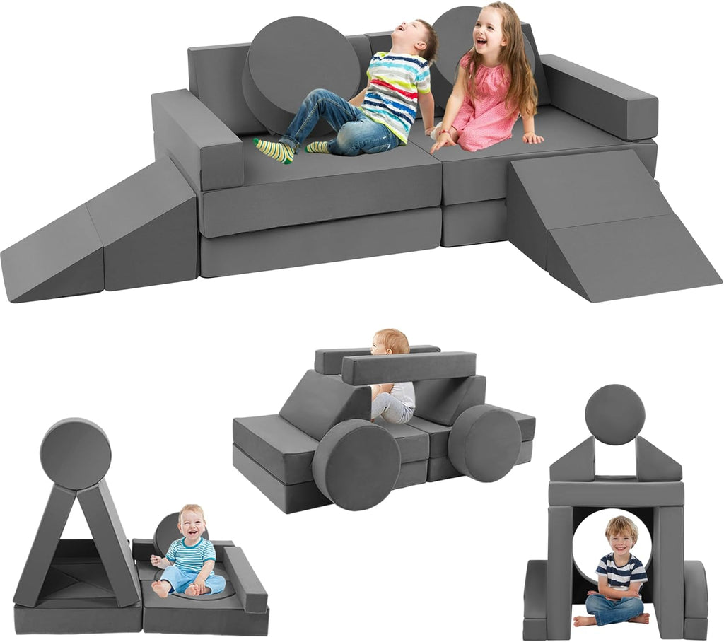 18Pcs Modular Convertible Kids Foam Play Couch for 1-3 Years Old to Teens
