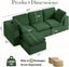 #A01 Green L-Shaped Couch Modular Sectional Sofa,3 Seat Comfy Cloud Couch Chaise, with Sponge Cushion