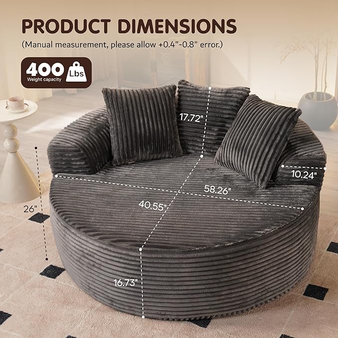 #S04 Round Chair Lounge Chaise Indoor,Fluffy Modern Sleeper Sofa Bed