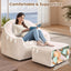 Beige Shell Lazy Sofa with Footstool,Comfortable Plush Adult Reading Chair