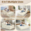 Beige 78” Oversized Corduroy Sofa Bed with Throw Pillows,Comfy Boneless Couch with Removable Ottoman