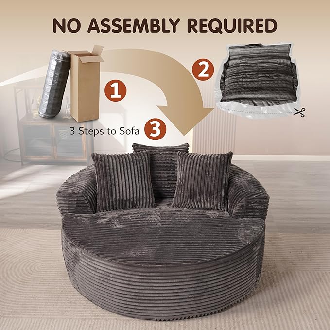 #S04 Round Chair Lounge Chaise Indoor,Fluffy Modern Sleeper Sofa Bed