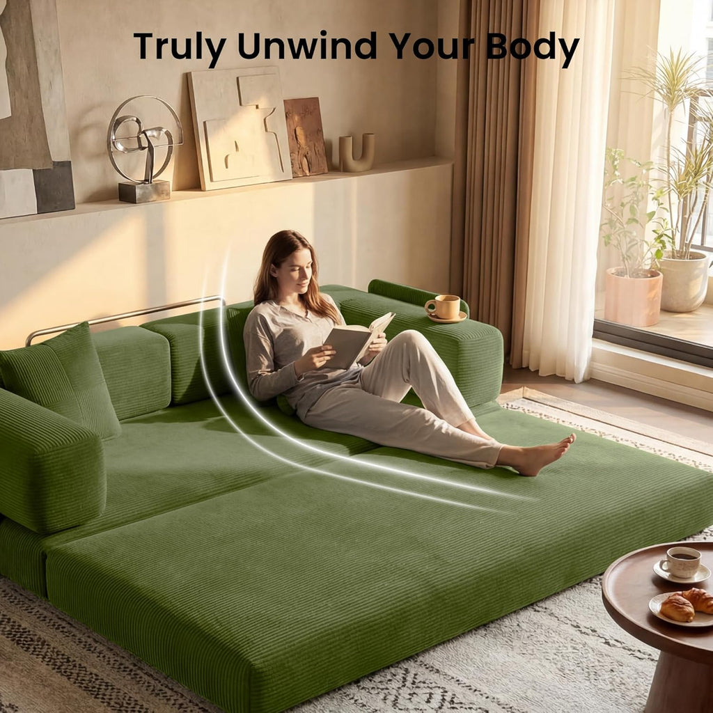 78.8"  Corduroy Boneless Convertible Sleeper Futon Sofa with Storage Pocket