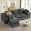 #A01 Grey L-Shaped Couch Modular Sectional Sofa,3 Seat Comfy Cloud Couch Chaise, with Sponge Cushion