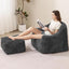 Grey Shell Lazy Sofa with Footstool,Comfortable Plush Adult Reading Chair