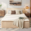 All‑in‑One Boneless Bed | No Assembly, Upholstered Frame with Headboard, 16.7" Medium‑Firm Memory Foam Mattress, Beige