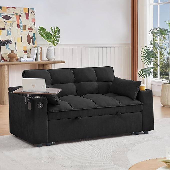 65'' 3-in-1 Folding Convertible Sofa Bed, Pullout Sofa