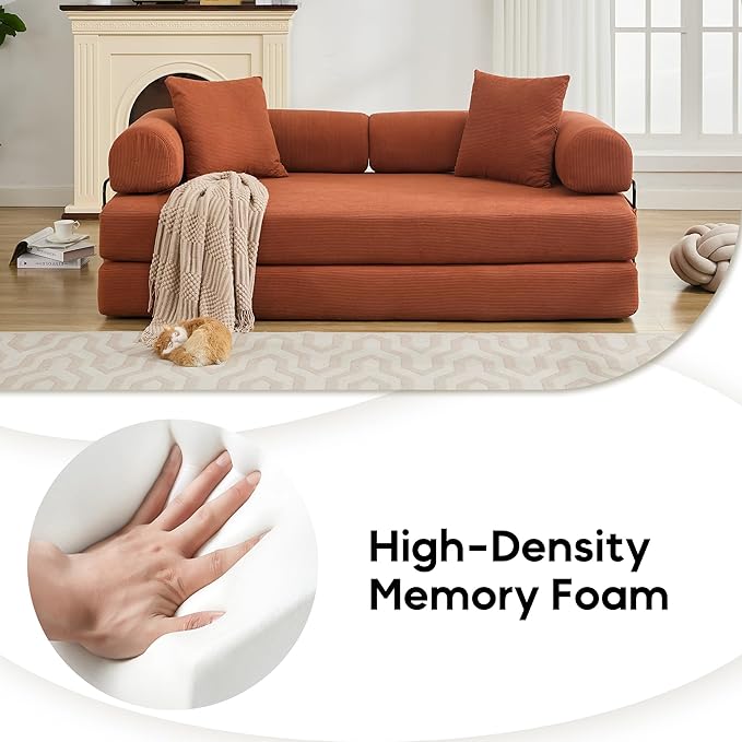 #S10 Chenille Folding Mattress Sofa Convertible Floor Sofa Bed