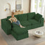 #A01 Green L-Shaped Couch Modular Sectional Sofa,3 Seat Comfy Cloud Couch Chaise, with Sponge Cushion